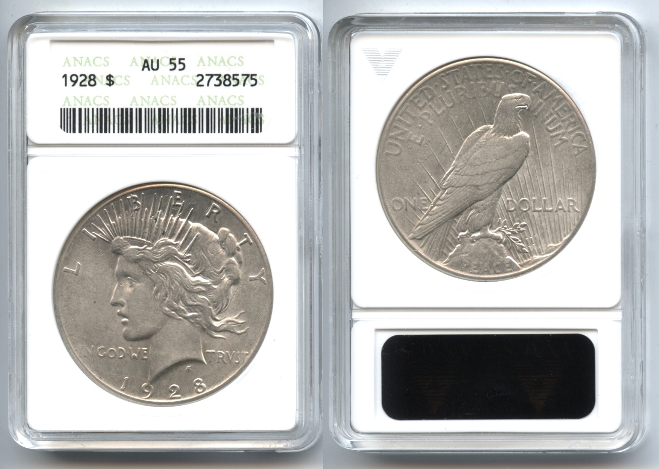 1928 Peace Silver Dollar ANACS AU-55