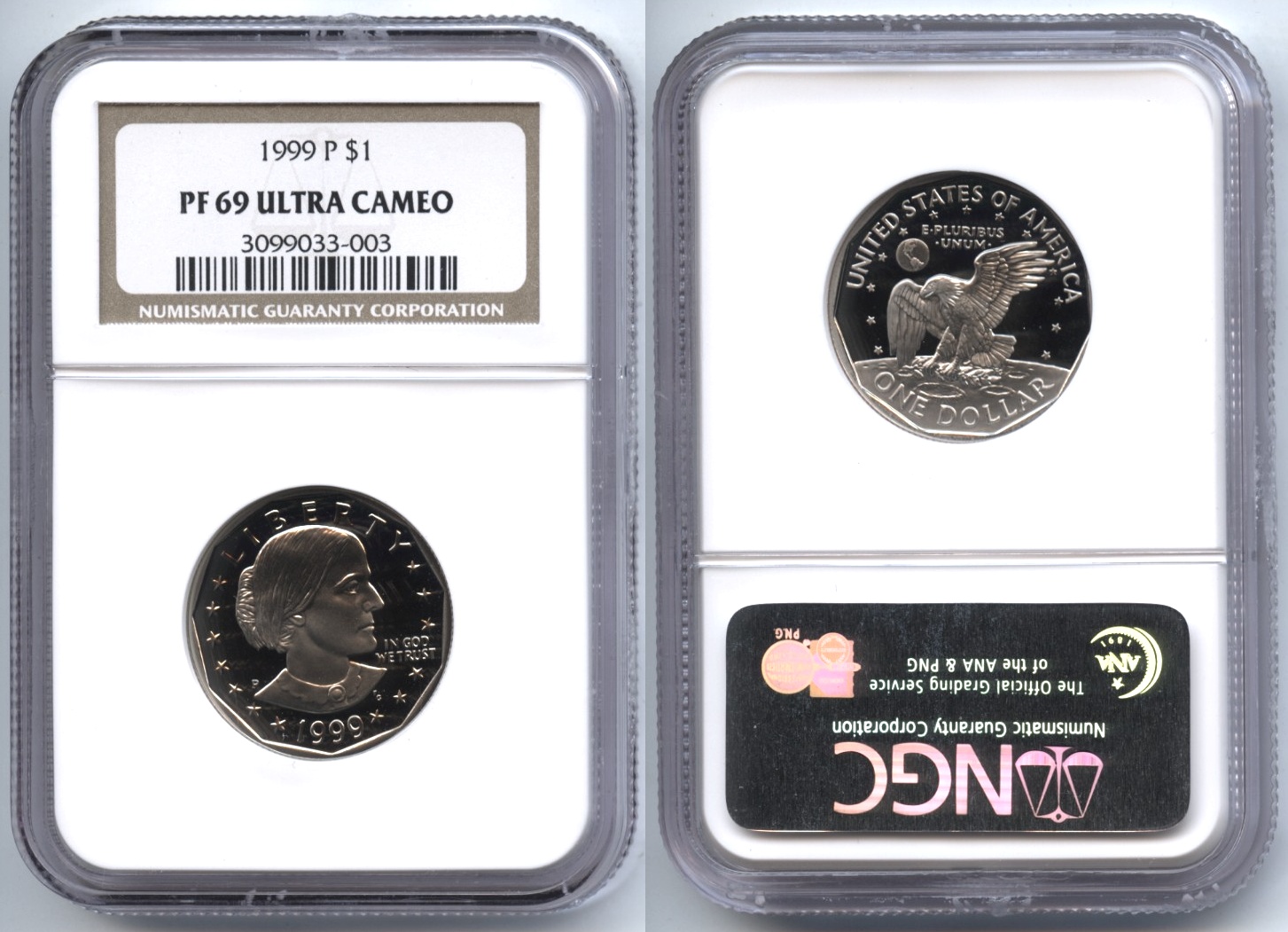 1999-P Susan Anthony Silver Dollar NGC Proof-69 Ultra Cameo #a
