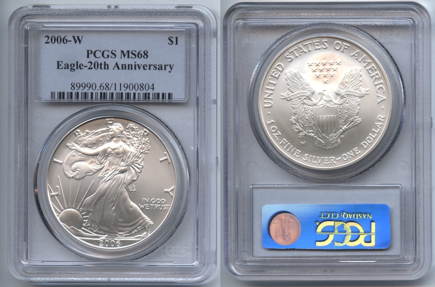 2006-W Burnished Silver Eagle Dollar PCGS MS-68