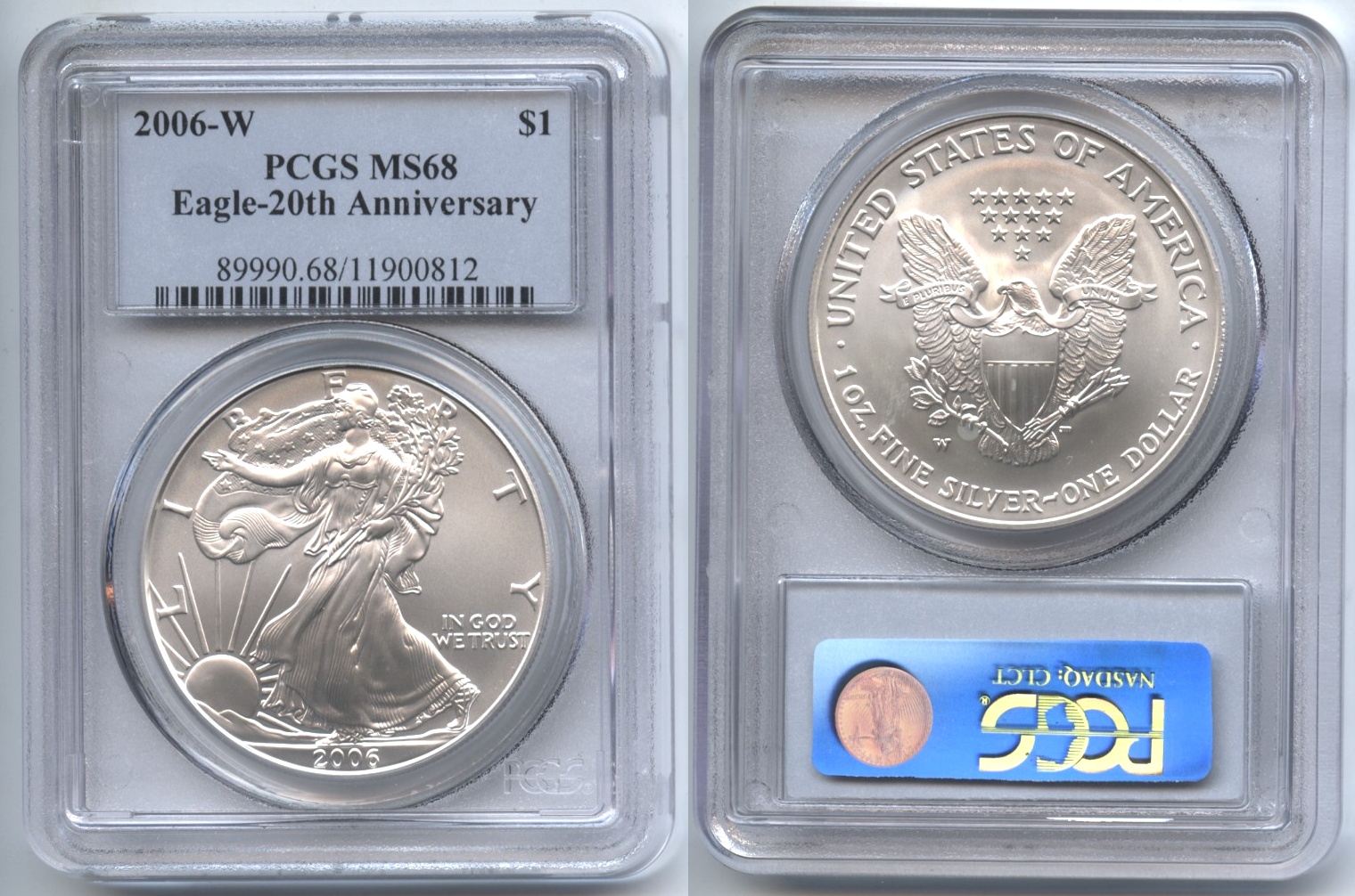 2006-W Burnished Silver Eagle Dollar PCGS MS-68 #a