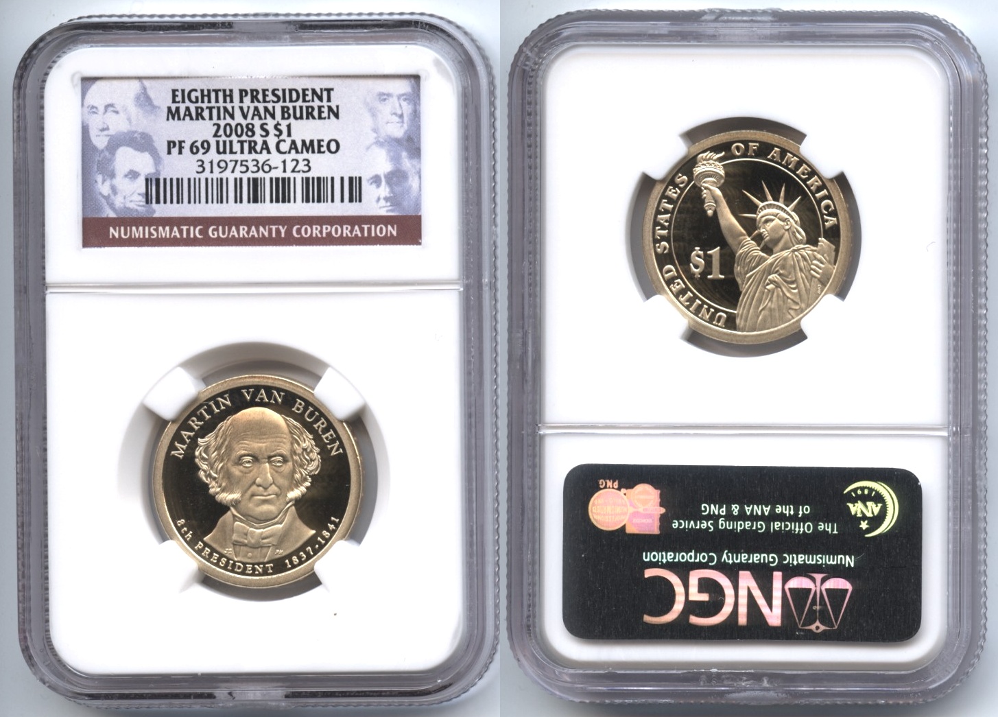 2008-S Martin Van Buren Presidential Dollar NGC Proof-69 Ultra Cameo