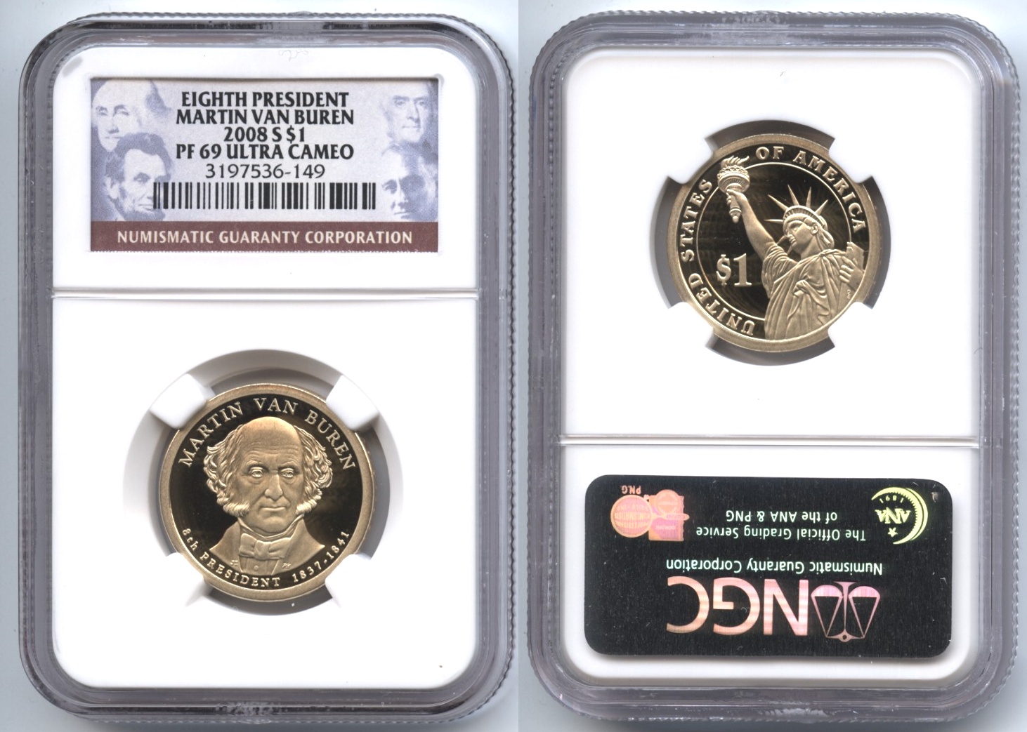 2008-S Martin Van Buren Presidential Dollar NGC Proof-69 Ultra Cameo #b
