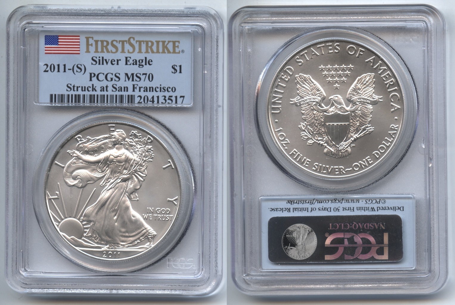 2011 San Francisco Silver Eagle Dollar PCGS MS-70