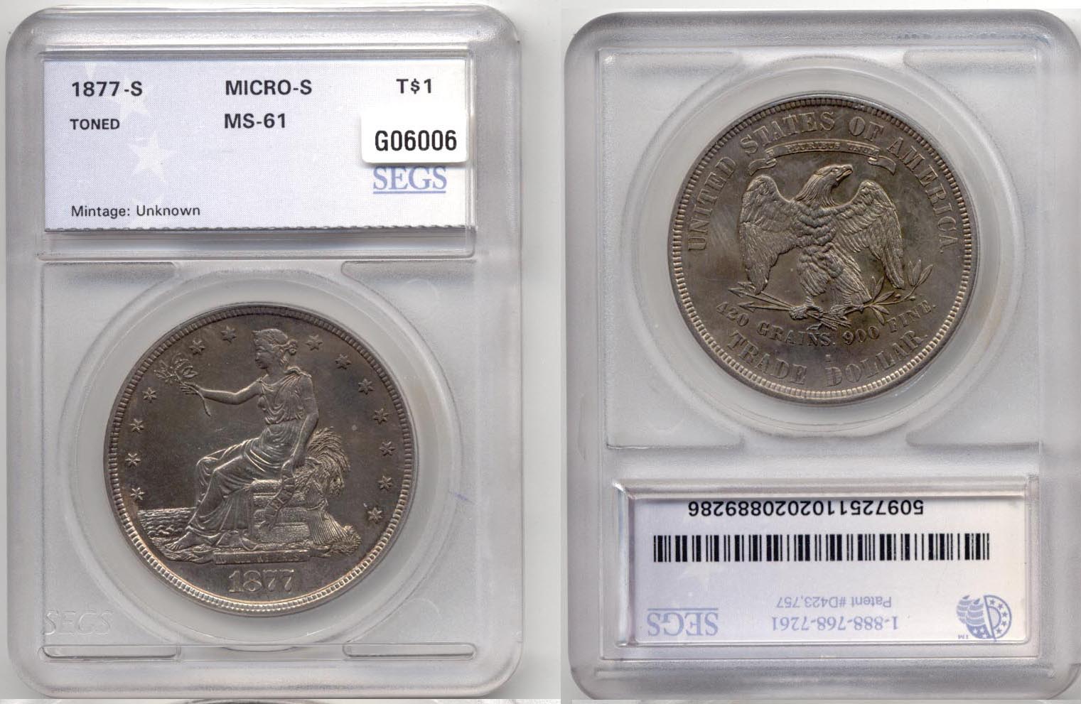 1877-S Trade Dollar SEGS MS-61