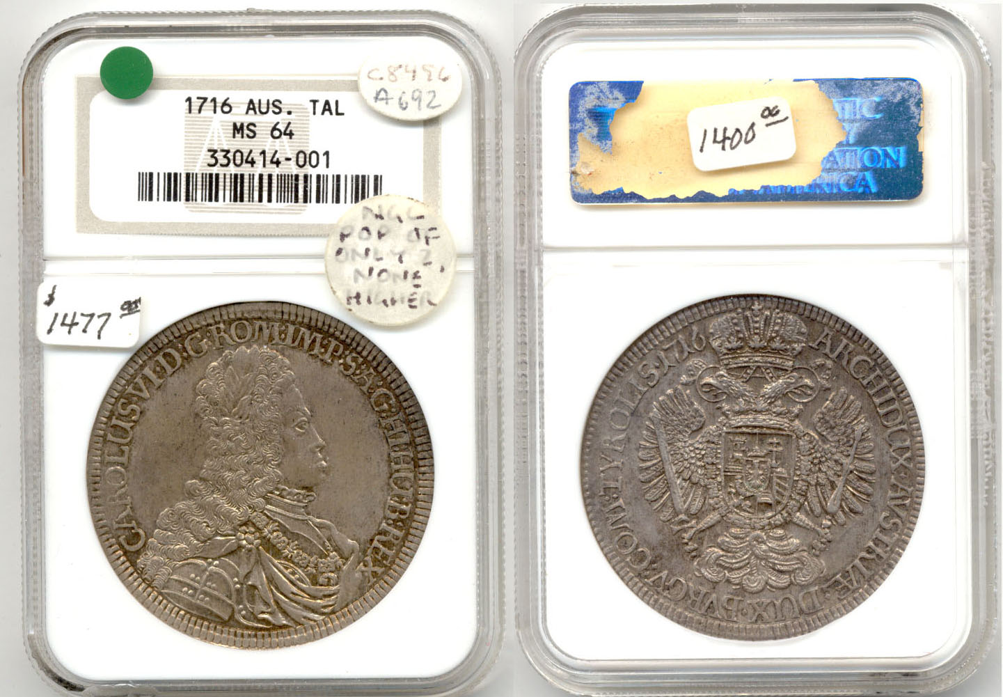 1716 Hall Austria Thaler NGC MS-64