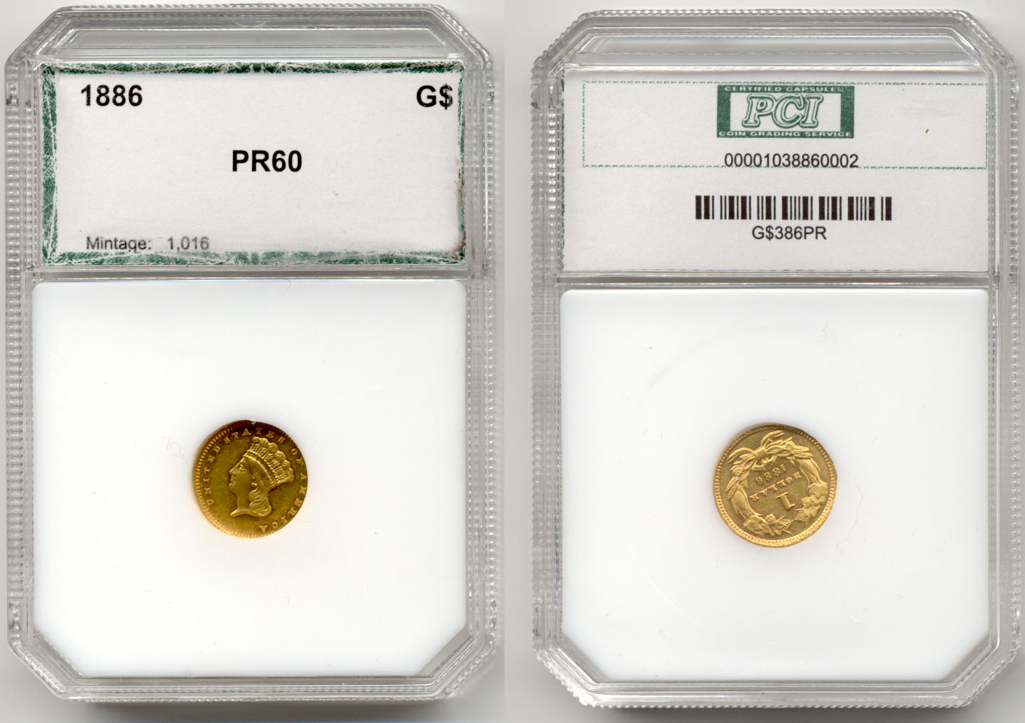 1886 Gold Dollar PCI Proof-60