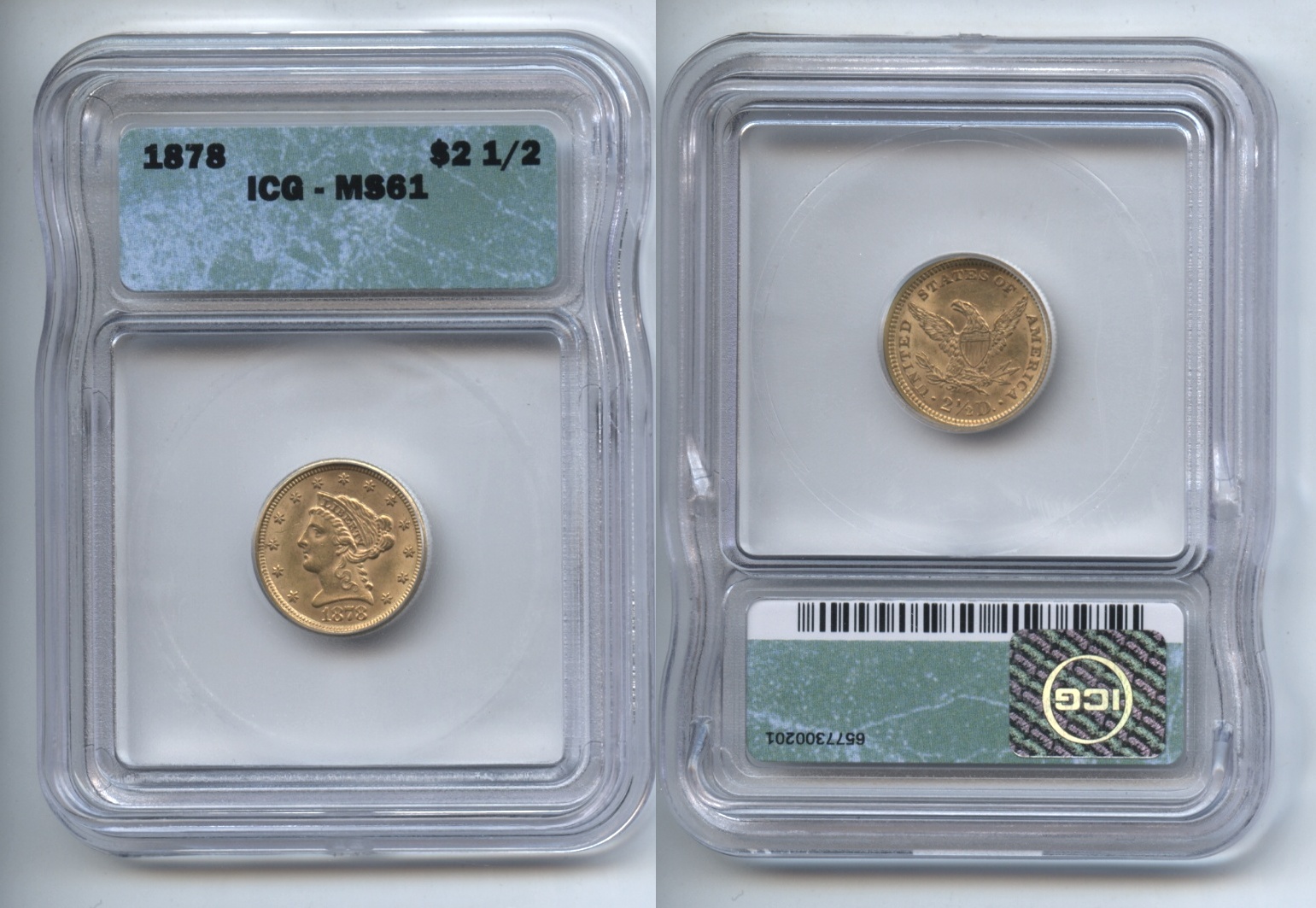 1878 Gold $2.50 Quarter Eagle ICG MS-61