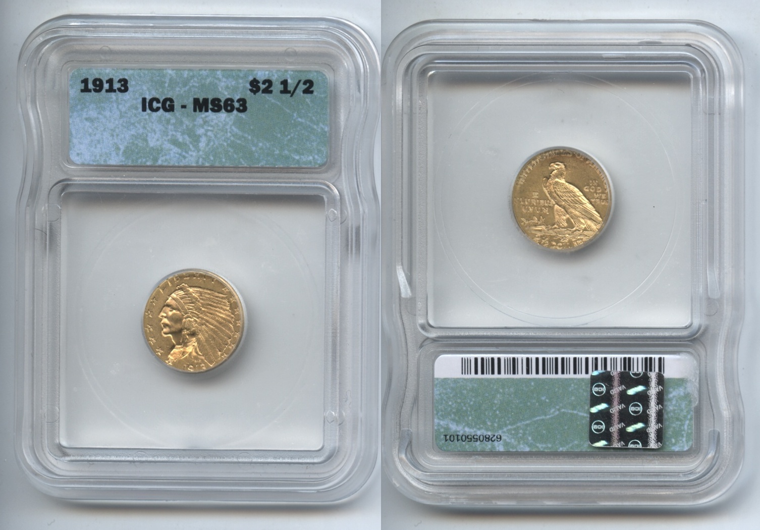 1913 Indian Head Gold $2.50 Quarter Eagle ICG MS-63