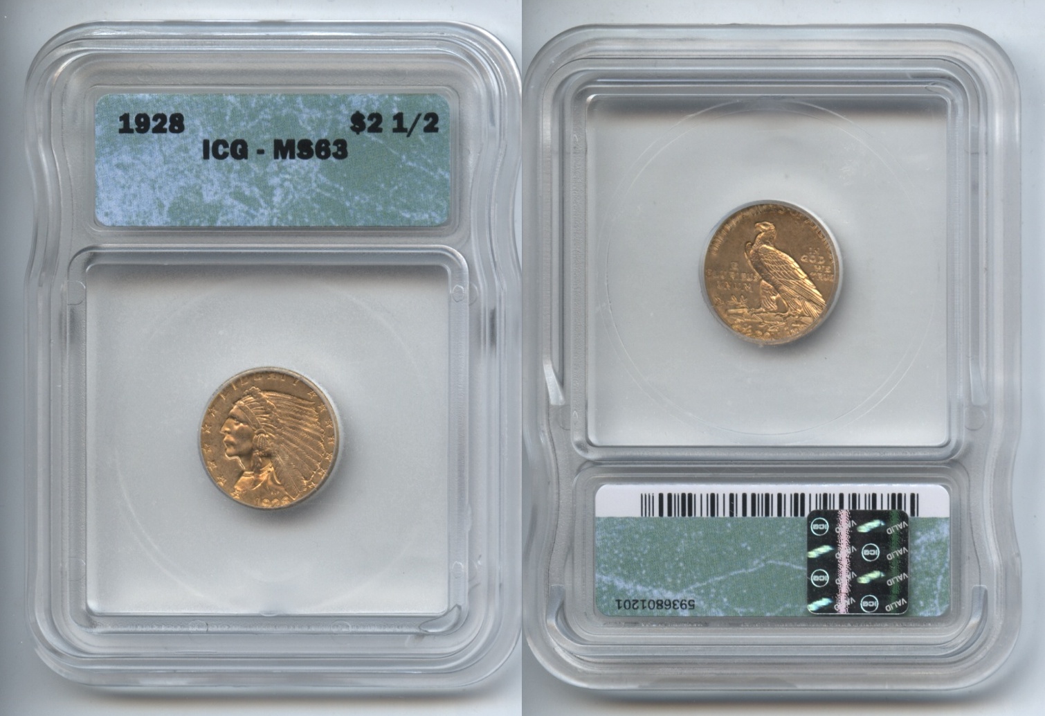 1928 Indian Head Gold $2.50 Quarter Eagle ICG MS-63