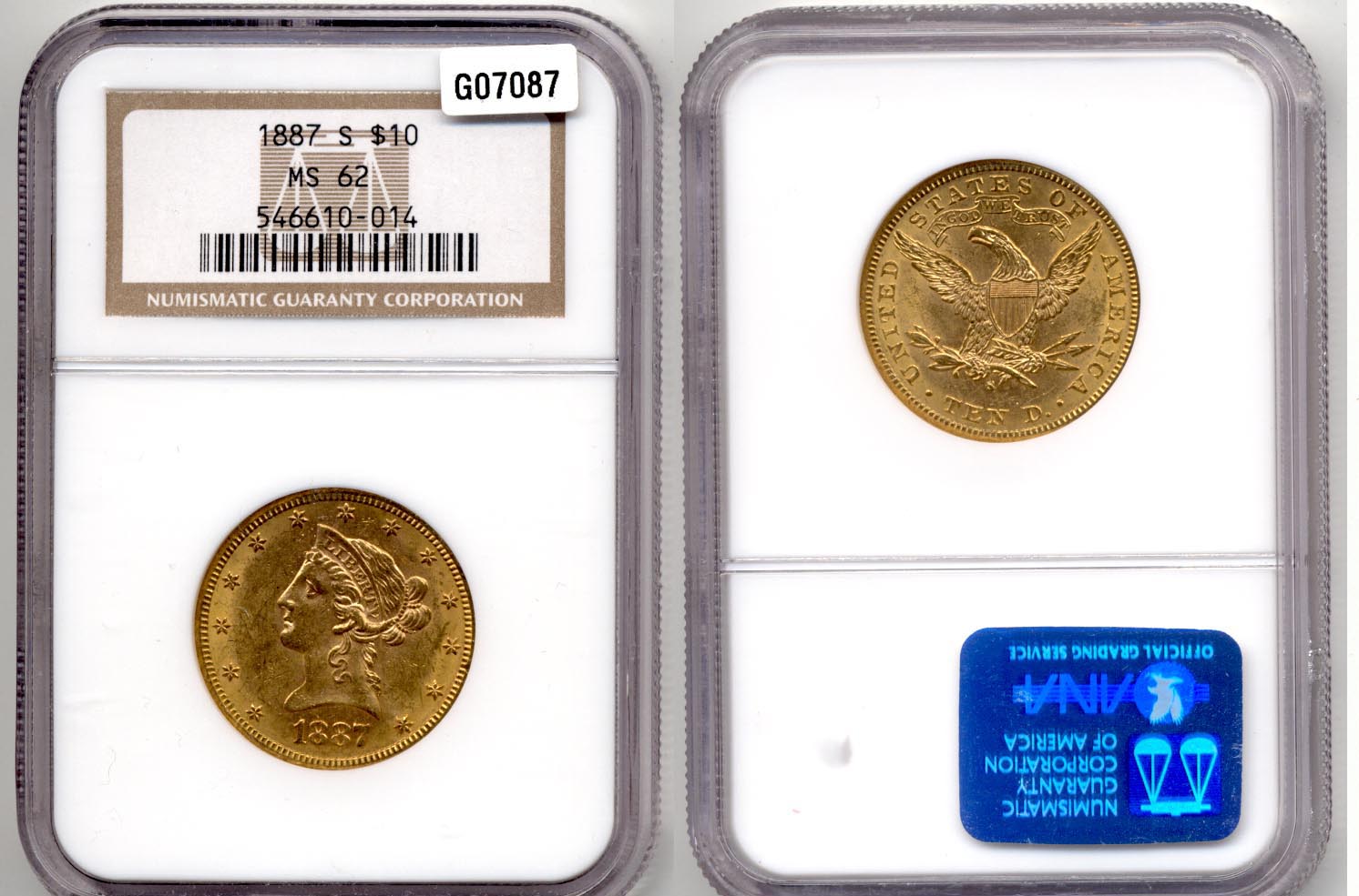 1887-S $10.00 Gold Eagle NGC MS-62 a