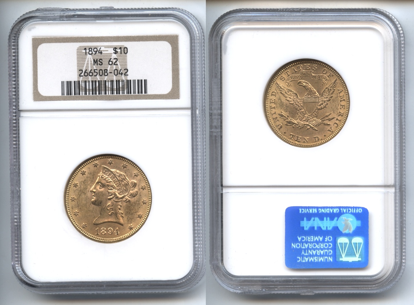 1894 Gold Liberty Head $10.00 Eagle NGC MS-62
