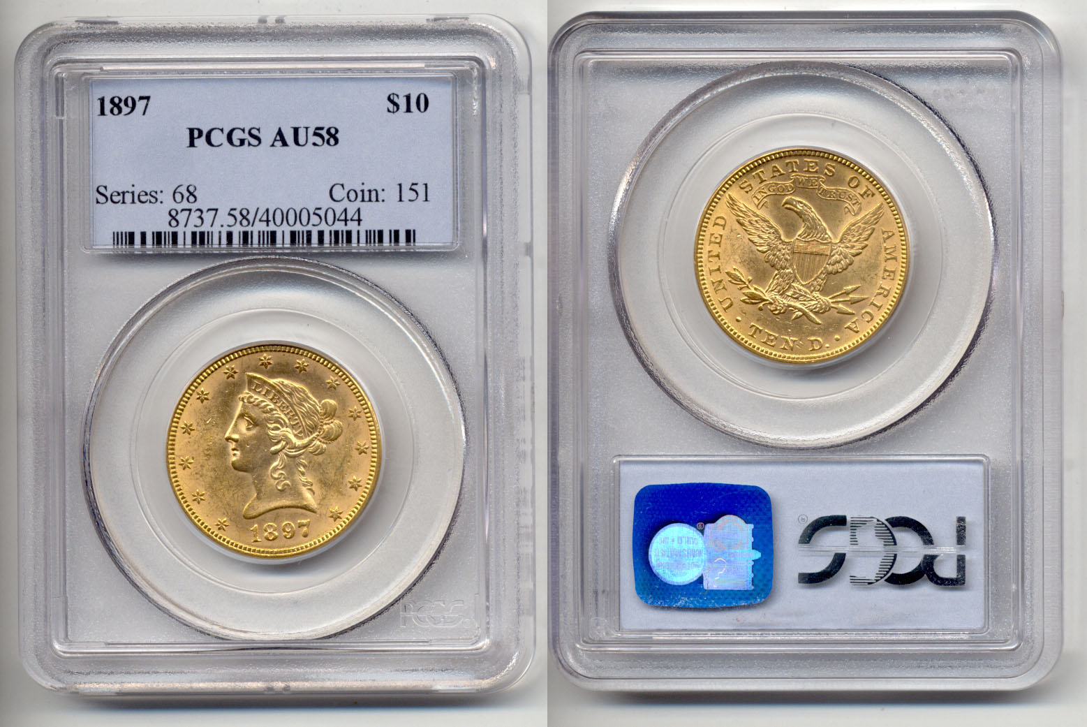1897 Ten Dollar Gold Eagle PCGS AU-58