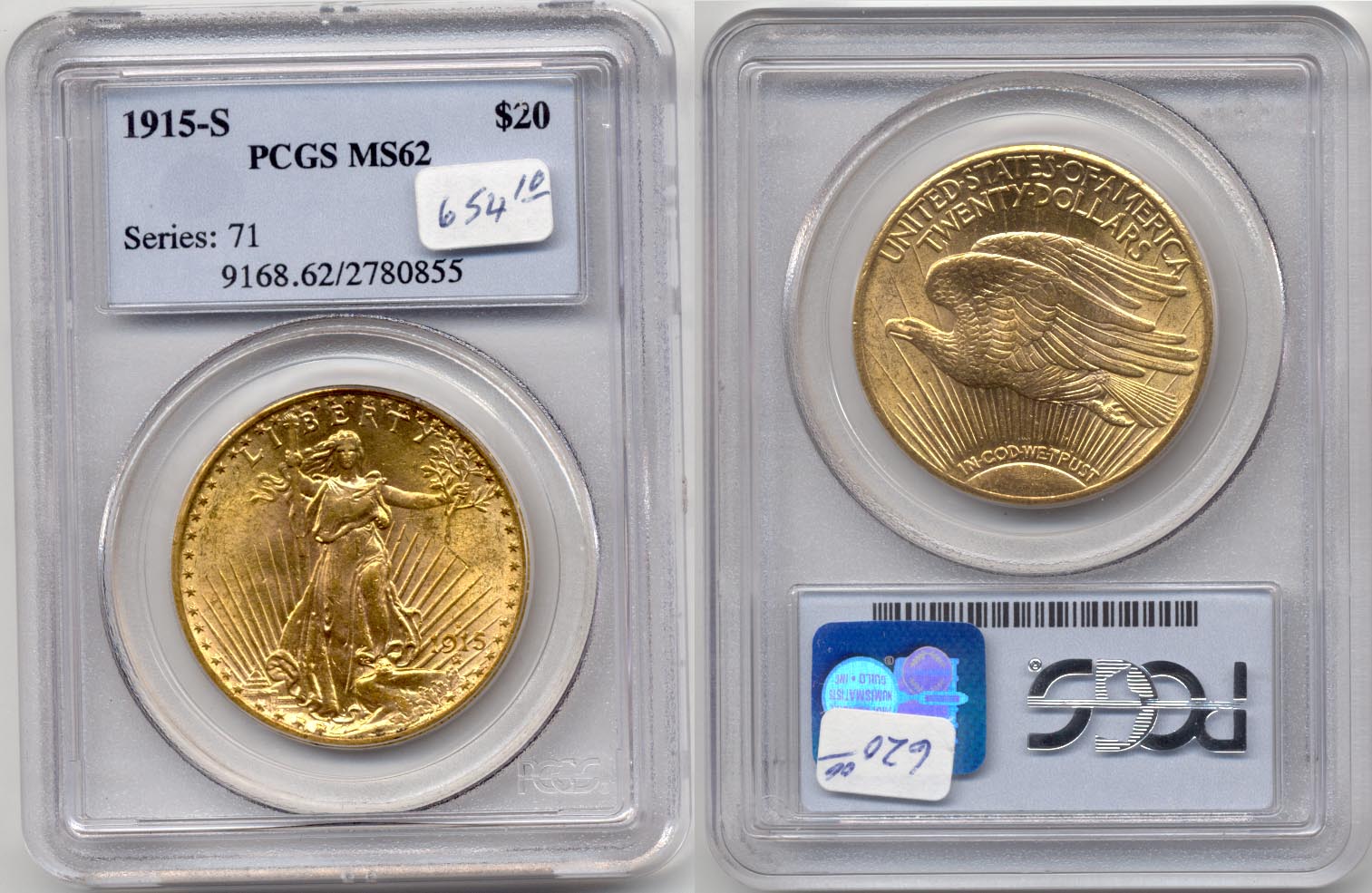 1915-S Saint Gaudens Double Eagle PCGS MS-62