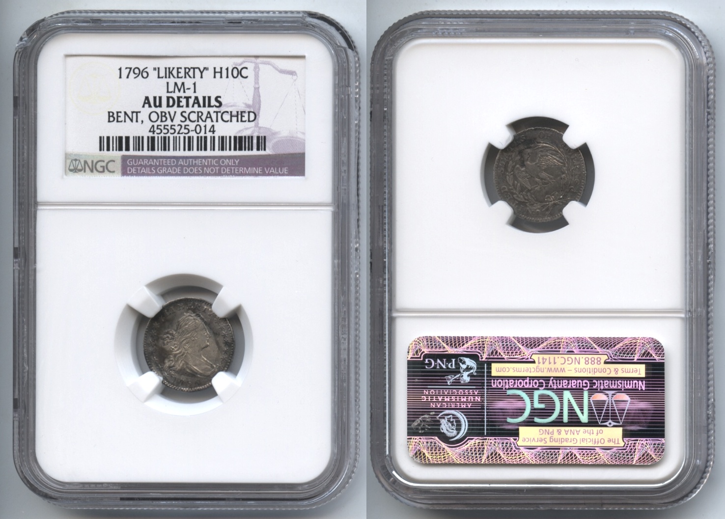 1796 Draped Bust Half Dime NGC AU Details