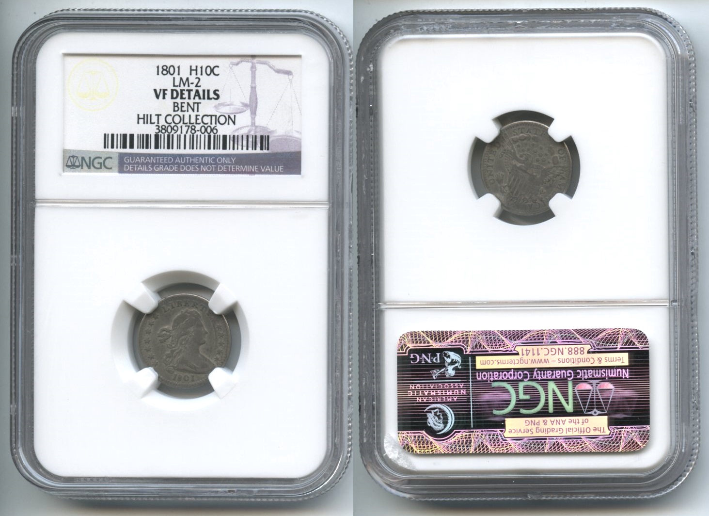 1801 Draped Bust Half Dime NGC VF Details