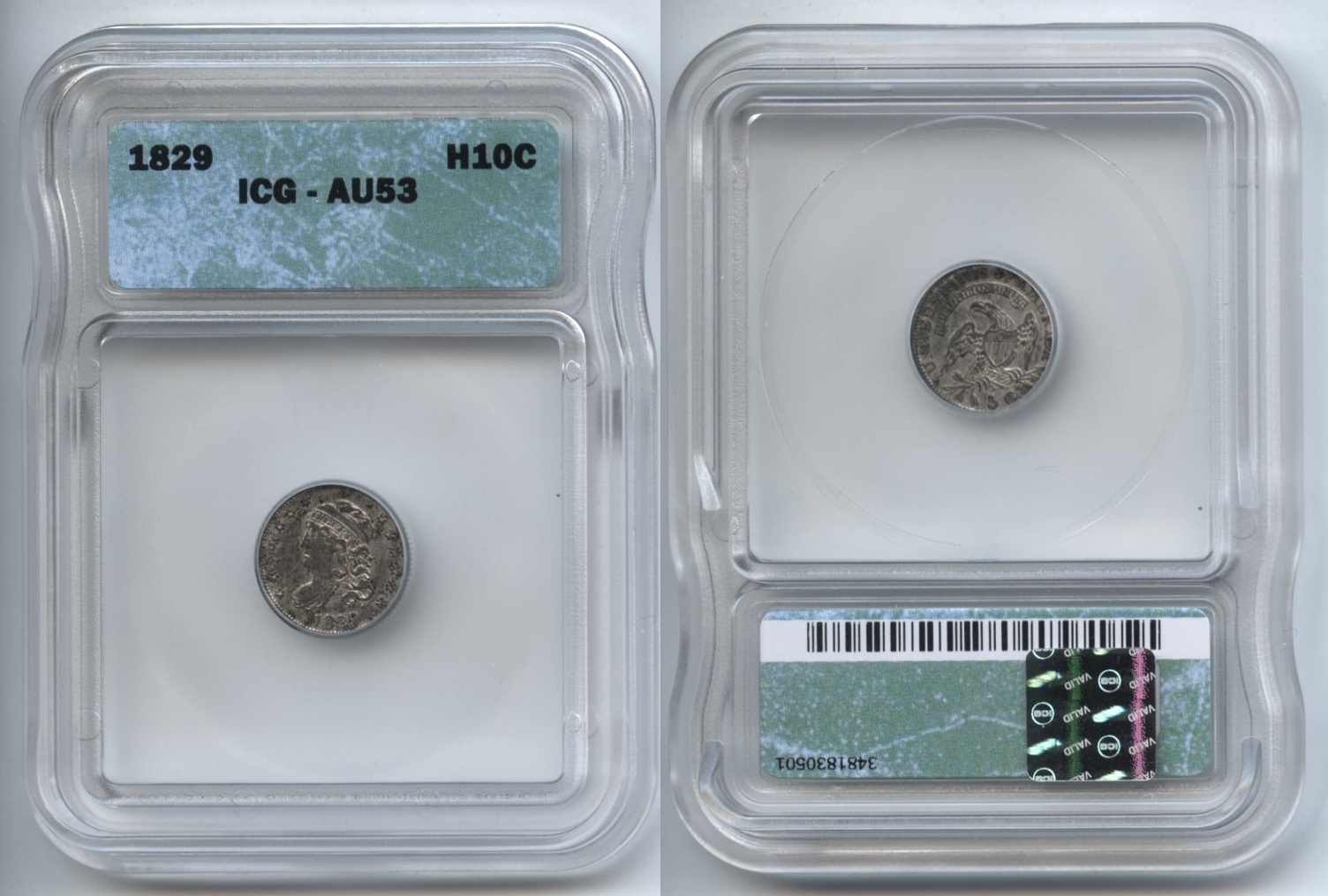 1829 Capped Bust Half Dime ICG AU-53