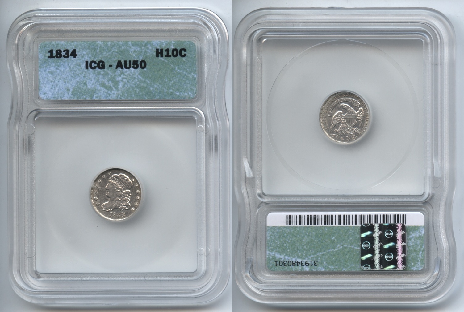 1834 Capped Bust Half Dime ICG AU-50