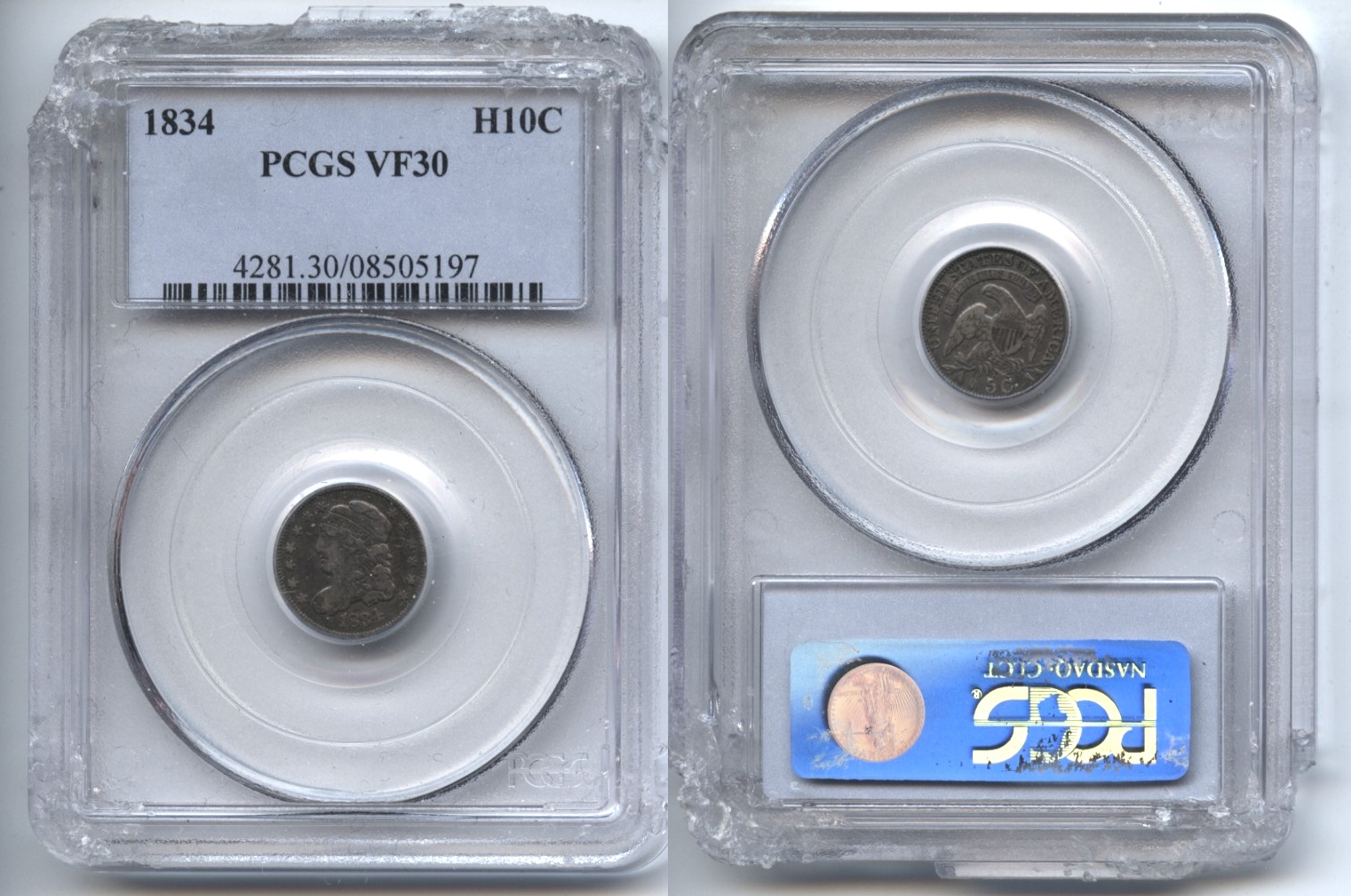 1834 Capped Bust Half Dime PCGS VF-30