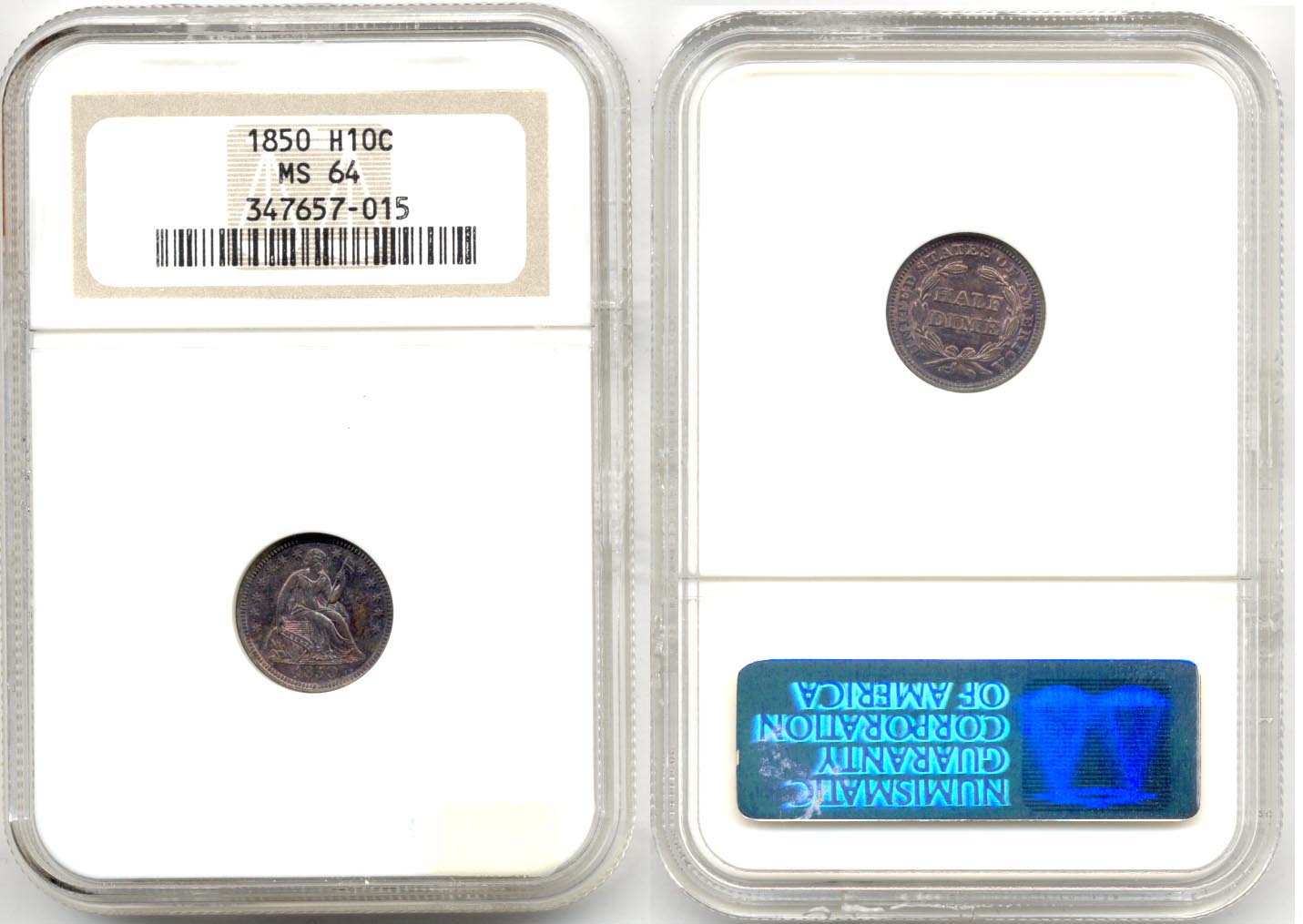 1850 Seated Liberty Half Dime NGC MS-64