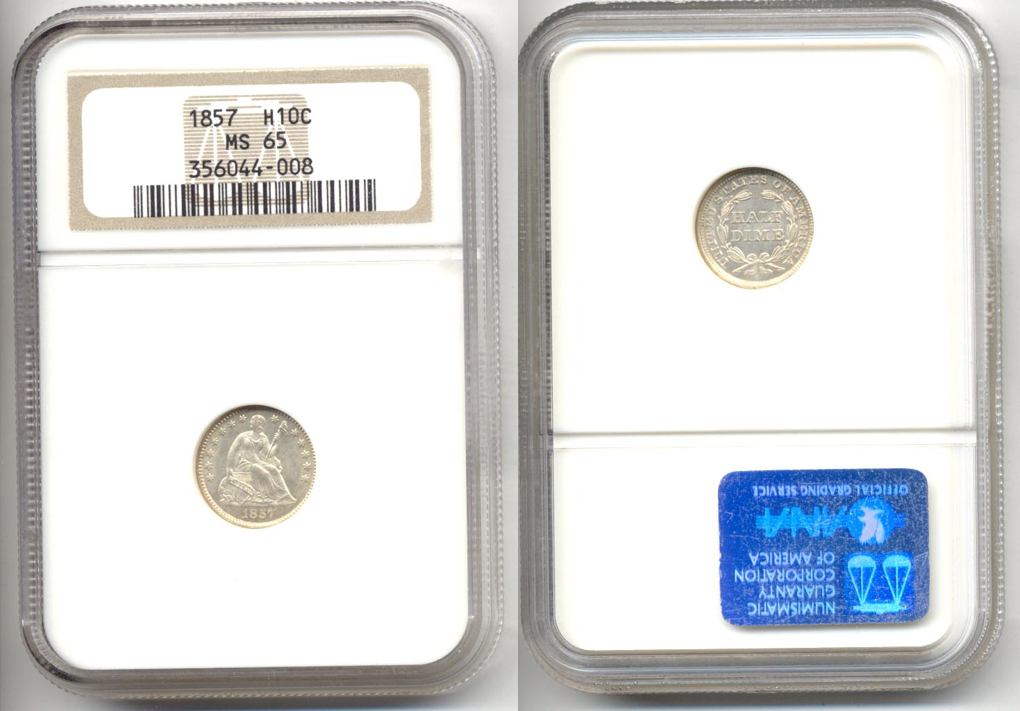 1857 Seated Liberty Half Dime NGC MS-65