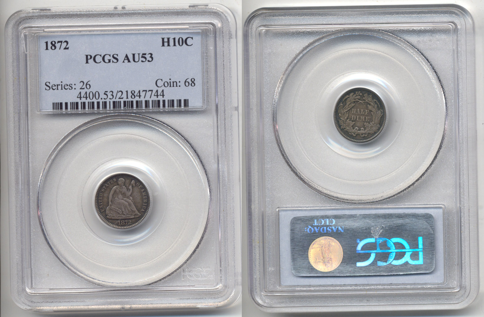 Seated Liberty Half Dime PCGS AU-53