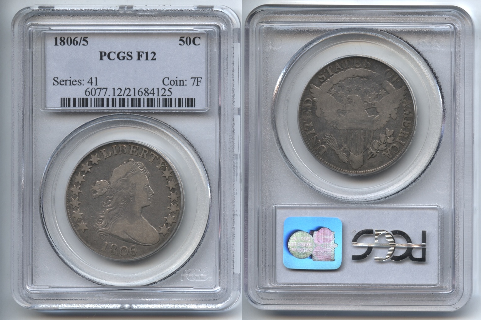 1806/5 Draped Bust Half Dollar PCGS Fine-12