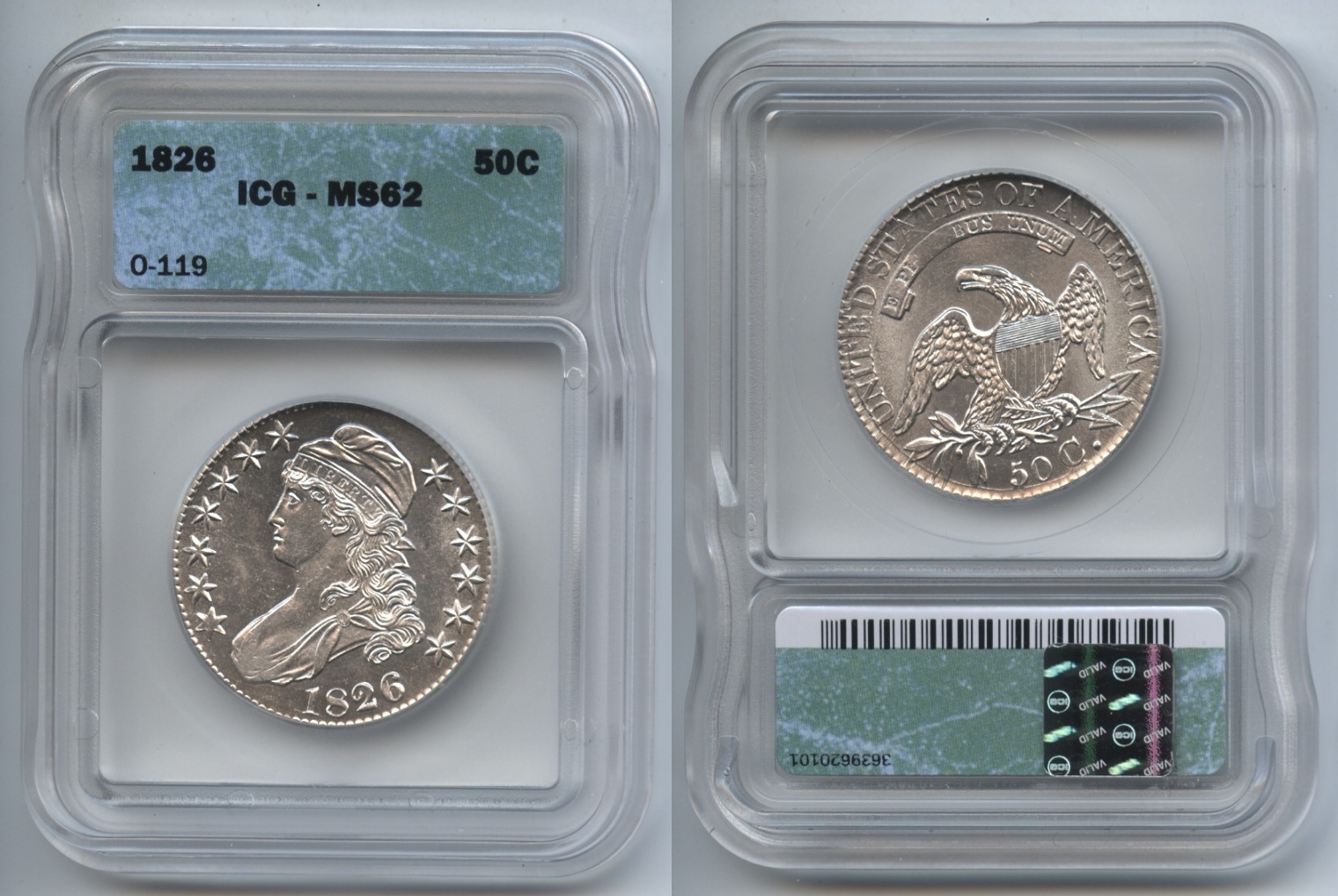 1826 Capped Bust Half Dollar ICG MS-62