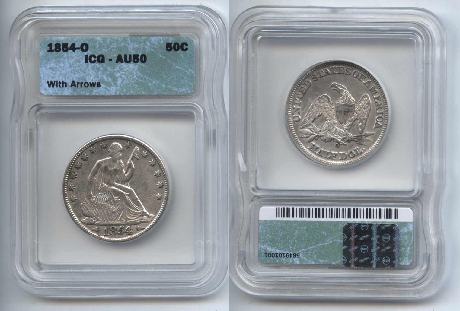 1854-O Seated Liberty Half Dollar ICG AU-50