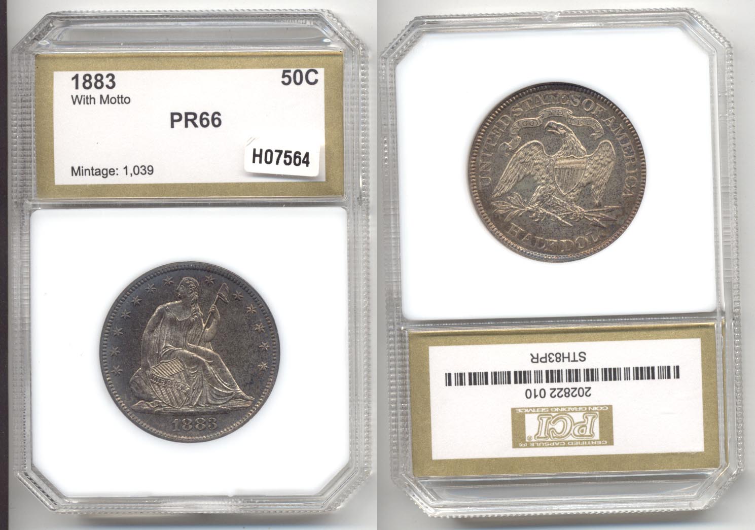 1883 Seated Liberty Half Dollar PCI Proof-66