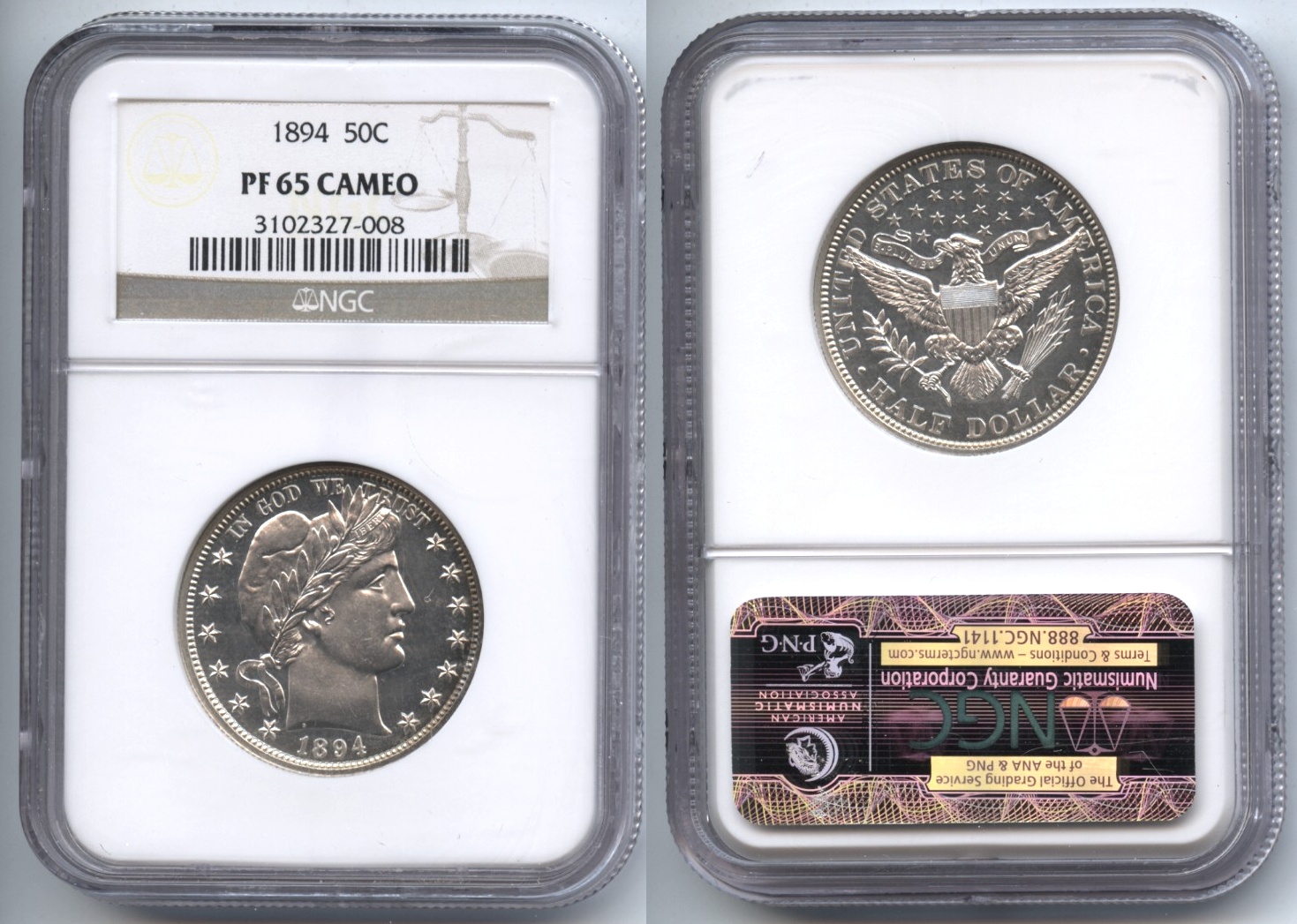 1894 Barber Half Dollar NGC Proof-65 Cameo