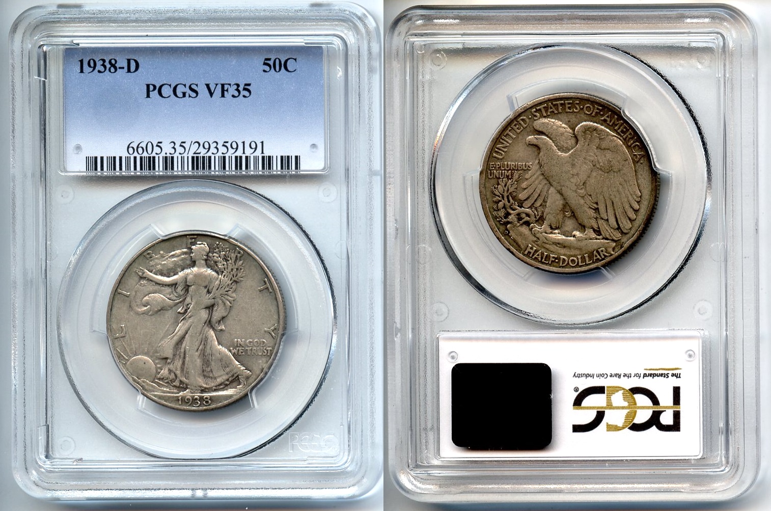 1938-D Walking Liberty Half Dollar PCGS VF-35