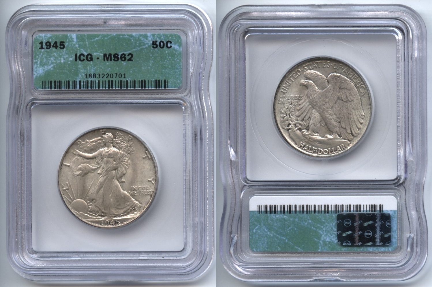 1945 Walking Liberty Half Dollar ICG MS-62