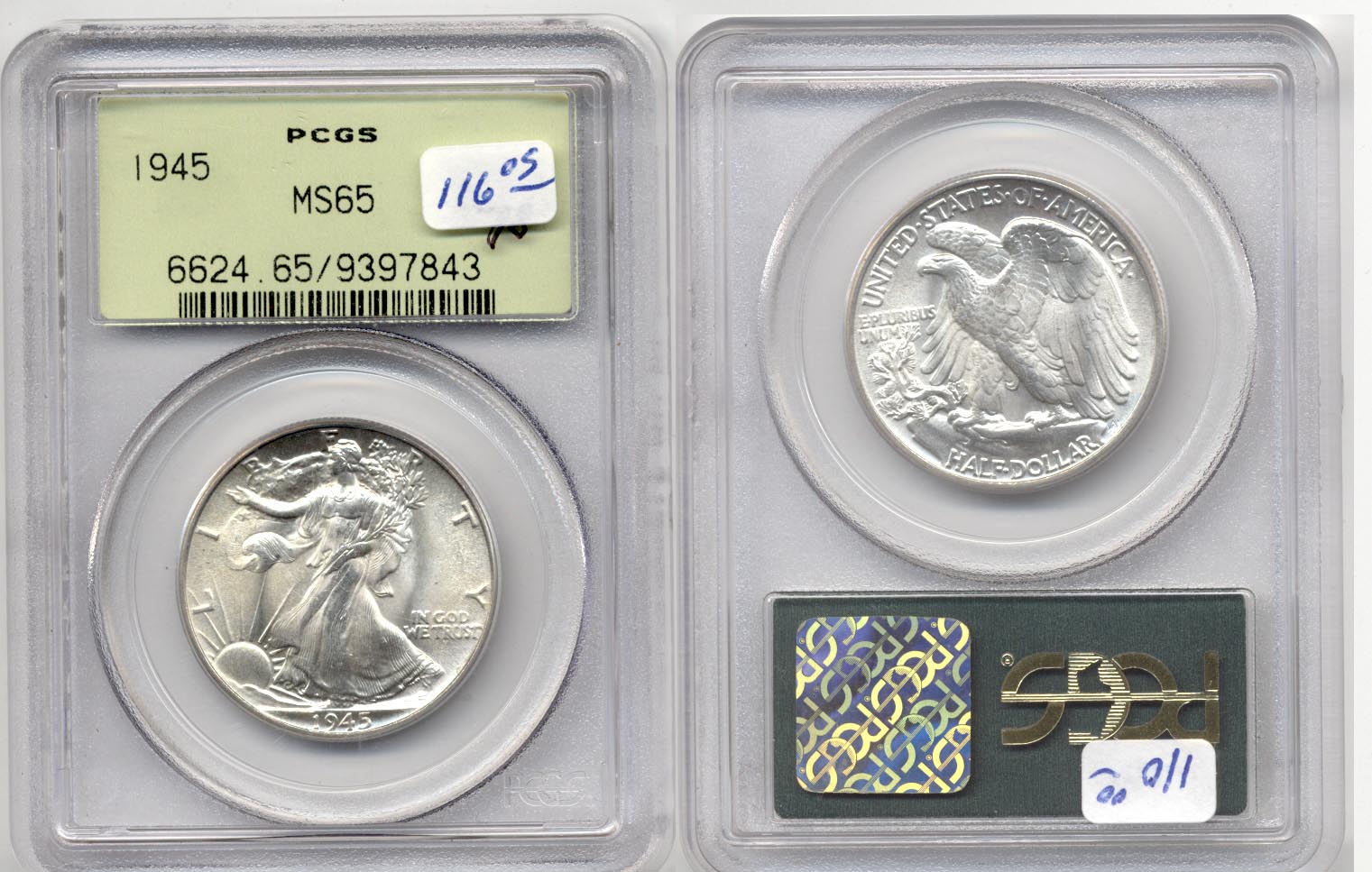 1945 Walking Liberty Half Dollar PCGS MS-65