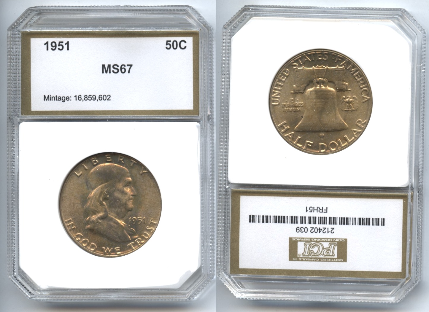 1951 Franklin Half Dollar PCI MS-67