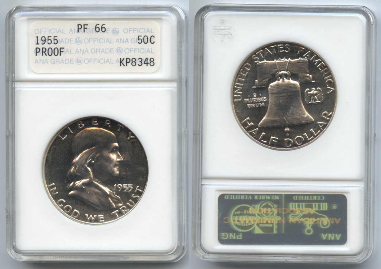 1955 Franklin Half Dollar ANACS Proof-66