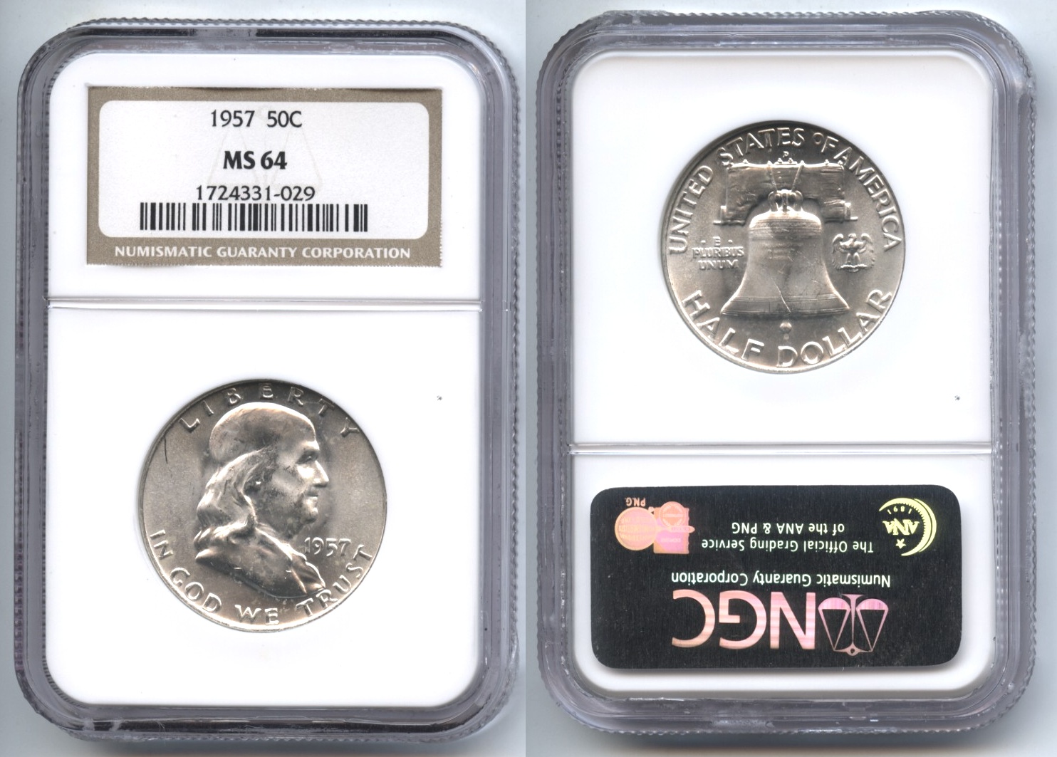 1957 Franklin Half Dollar NGC MS-64