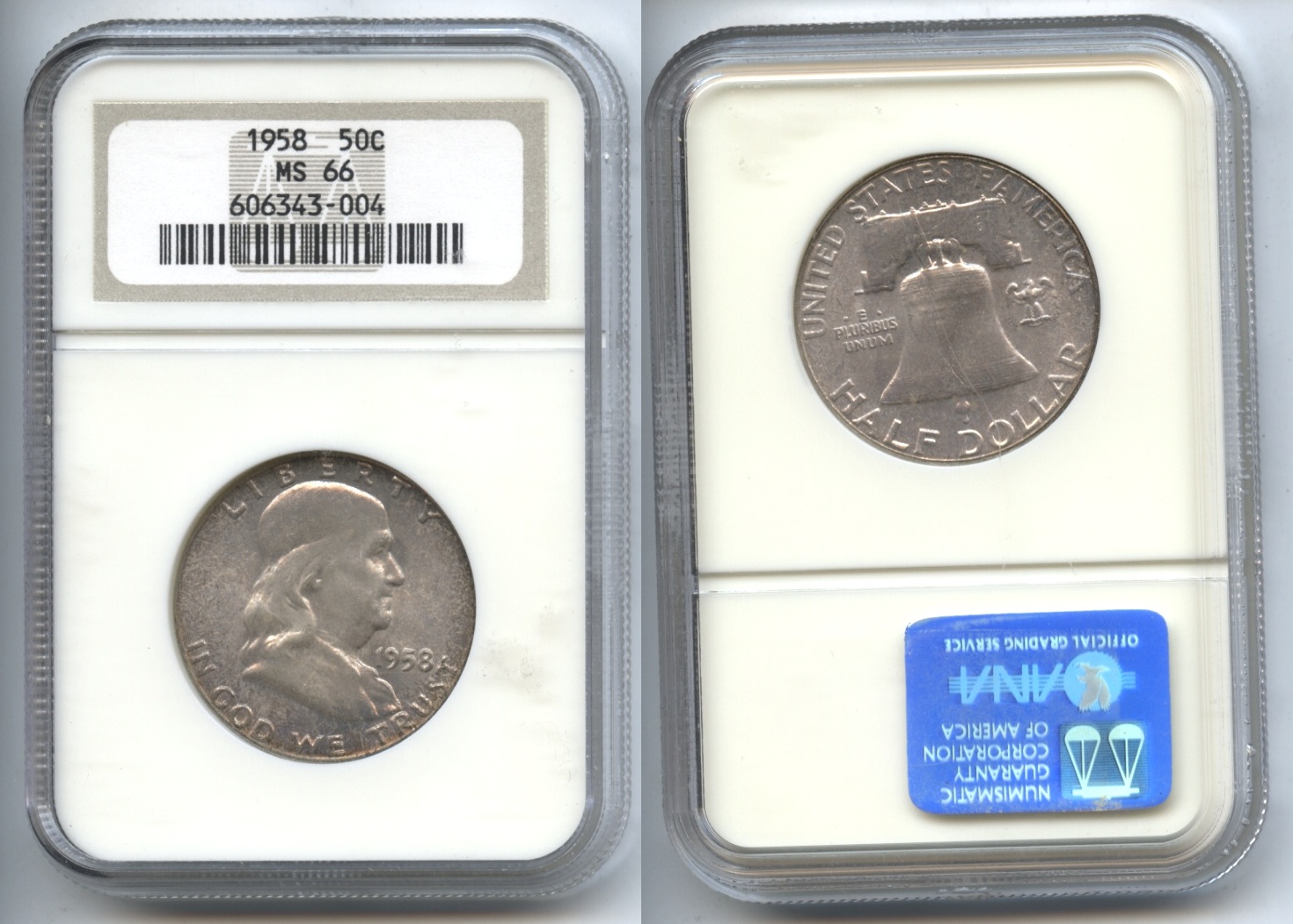 1958 Franklin Half Dollar NGC MS-66