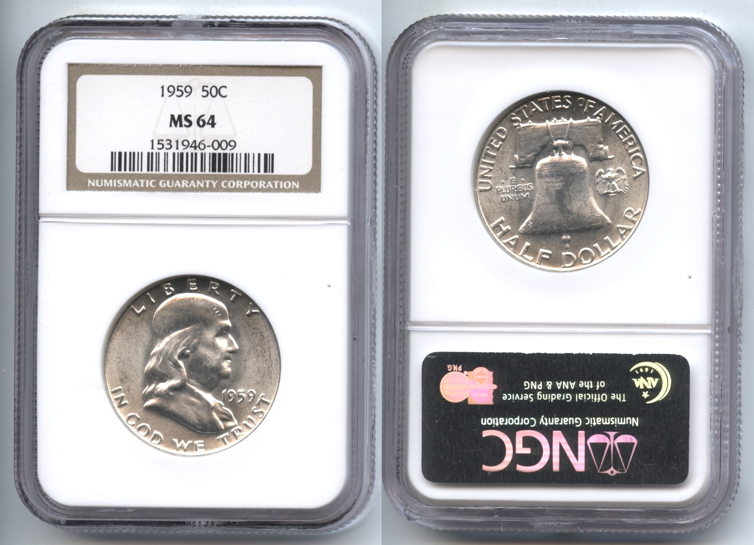 1959 Franklin Half Dollar NGC MS-64