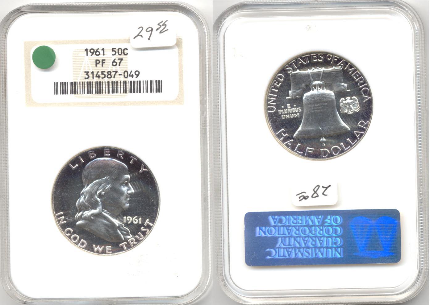 1961 Franklin Half Dollar NGC Proof-67