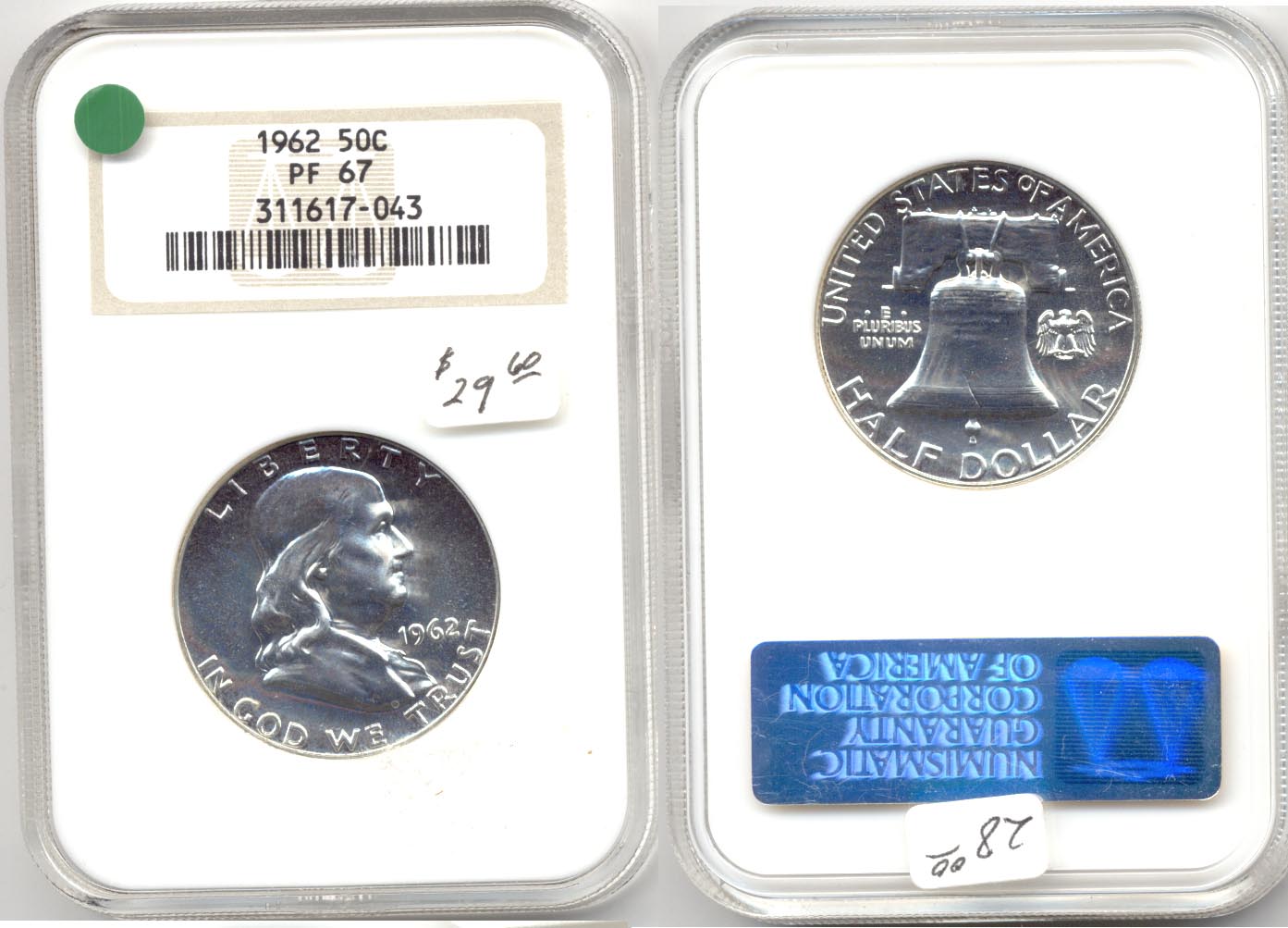 1962 Franklin Half Dollar NGC Proof-67 a