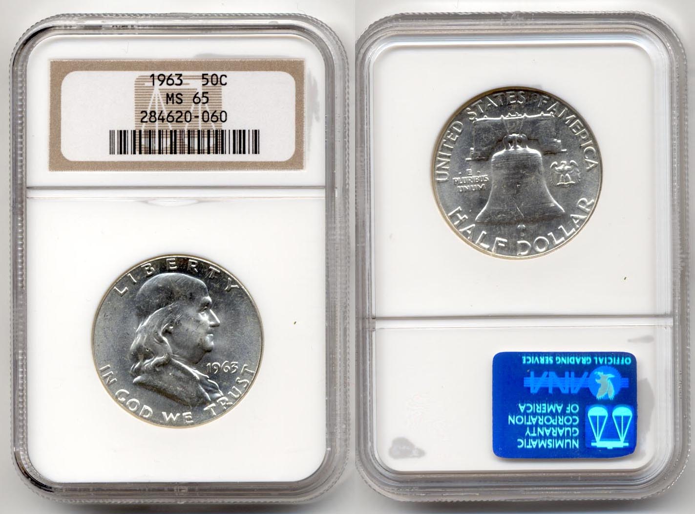 1963 Franklin Half Dollar NGC MS-65