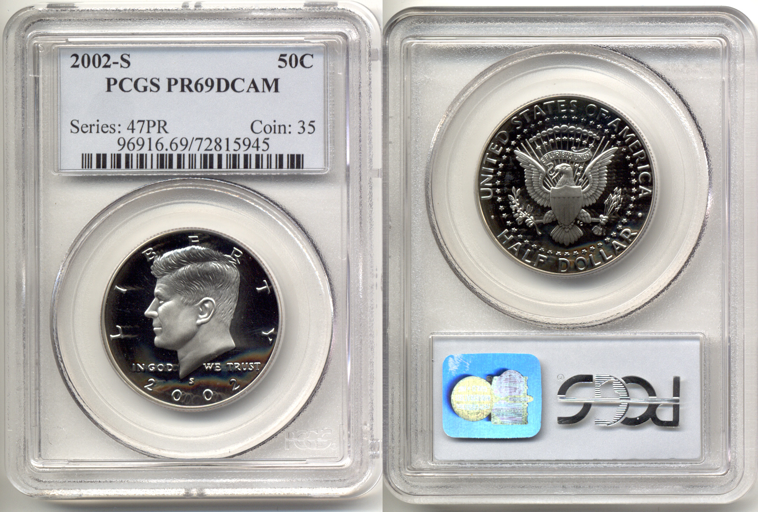 2002-S Clad Kennedy Half Dollar PCGS Proof-69 Deep Cameo b