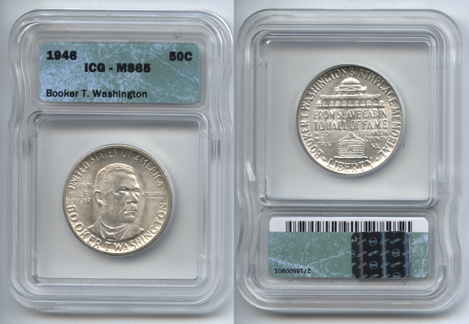 1946 Booker T Washington Commemorative Half Dollar ICG MS-65 #a