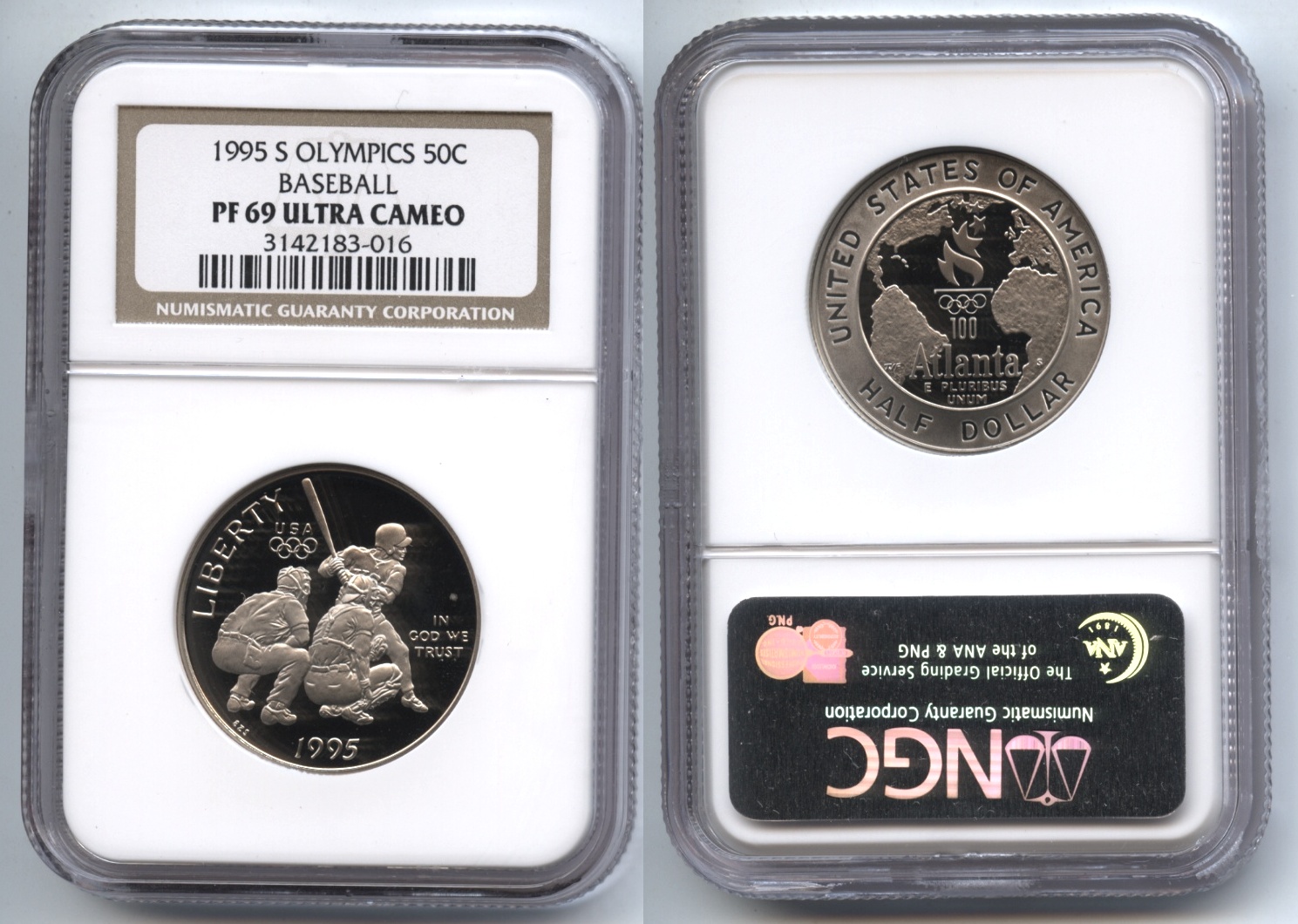 1995-S Olympics Baseball Commemorative Half Dollar NGC Proof-69 Ultra Cameo