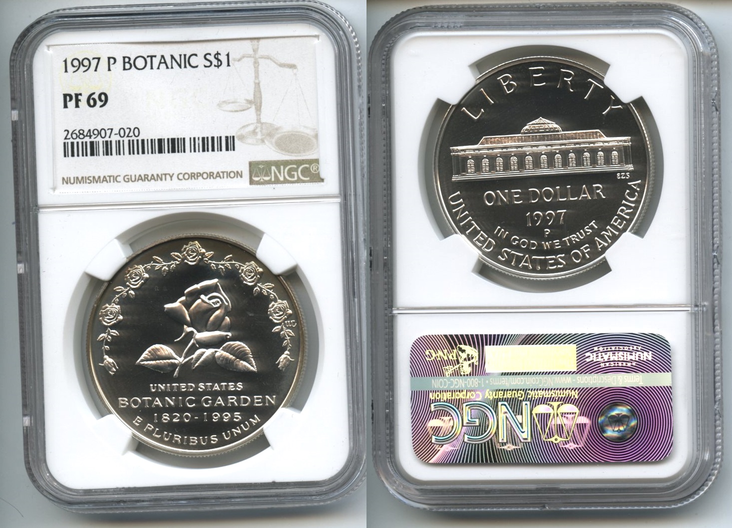 1997-P Botanic Garden Commemorative Silver Dollar NGC Proof-69