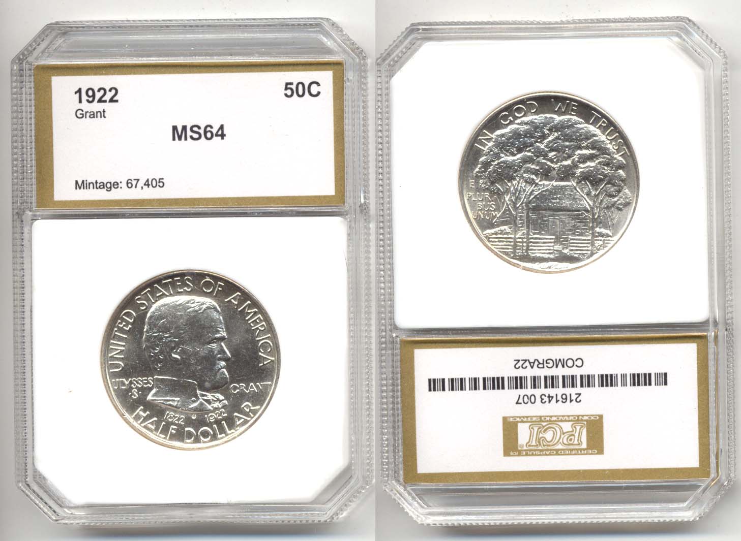 1922 Grant Commemorative Half Dollar PCI MS-64