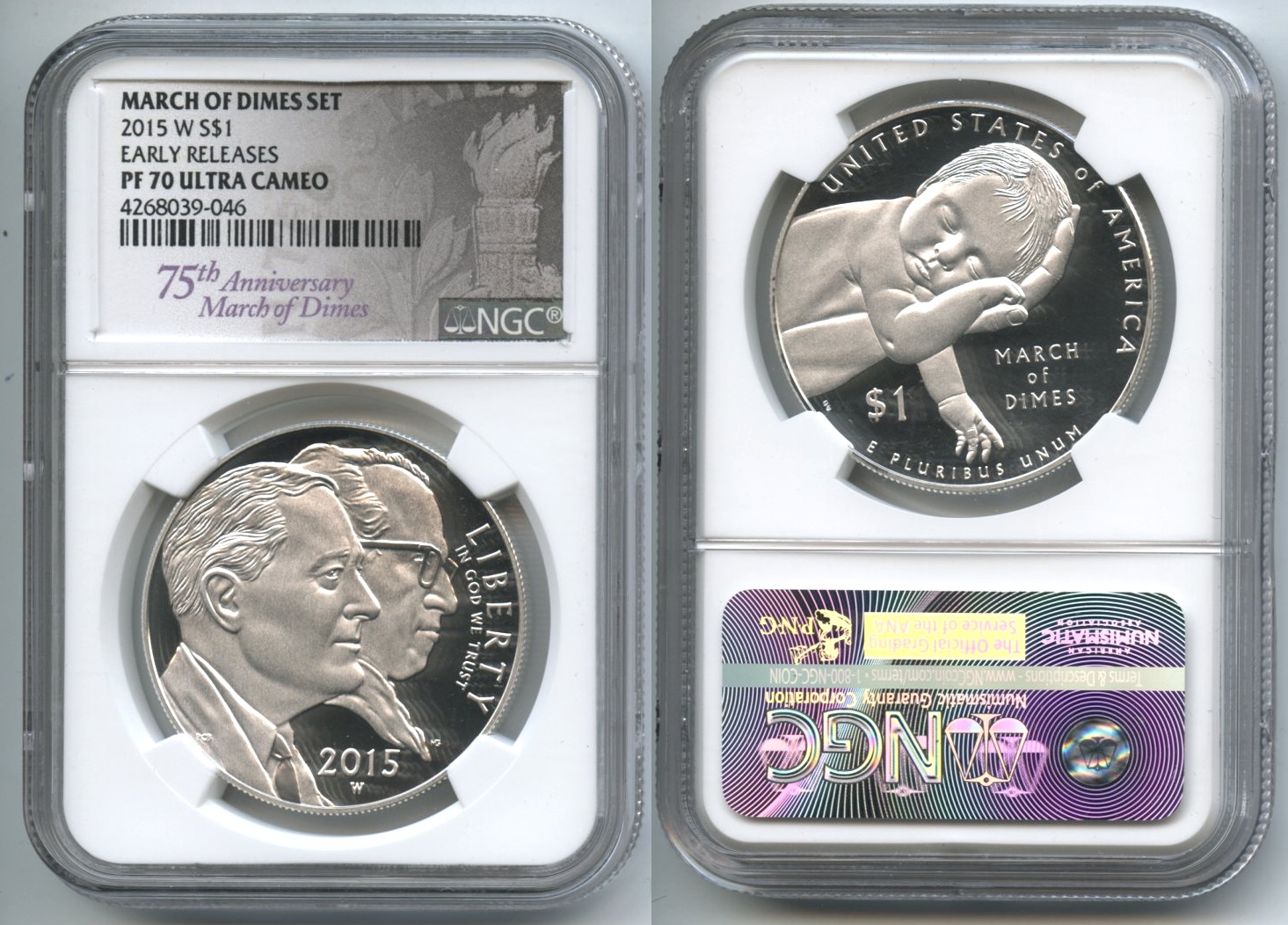 2015-W March Of Dimes Commemorative Silver Dollar NGC Proof-70 Ultra Cameo