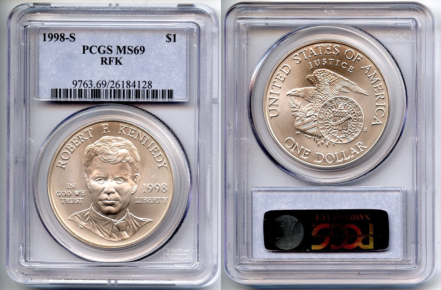 1998-S Robert F Kennedy Commemorative Silver Dollar PCGS MS-69