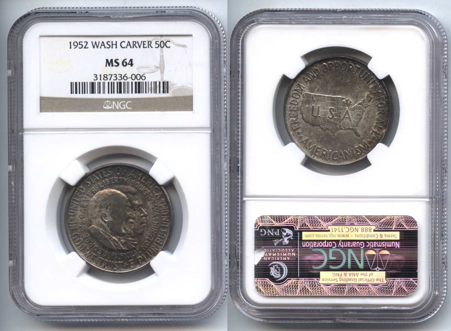 1952 Washington Carver Commemorative Half Dollar NGC MS-64