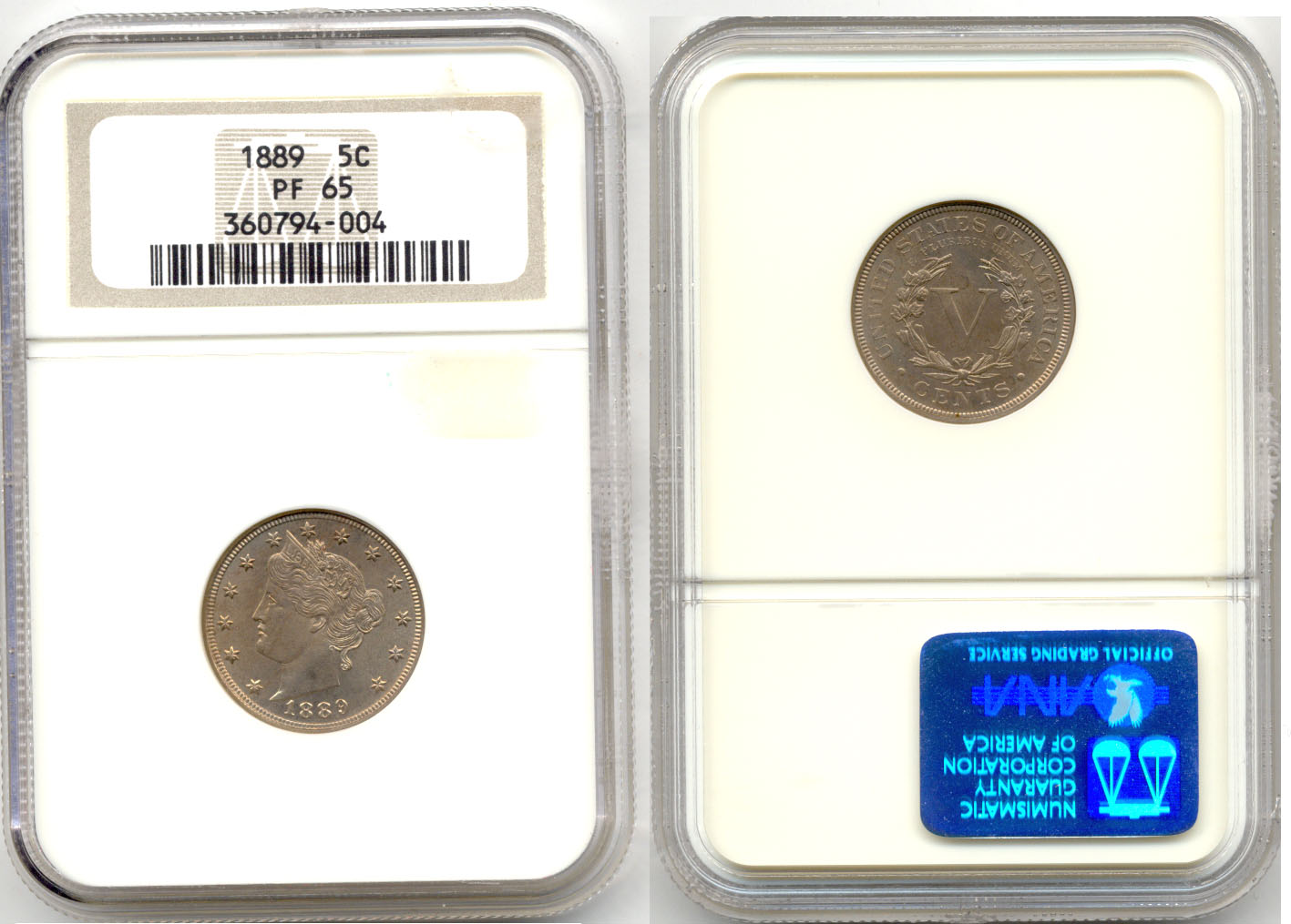 1889 Liberty Head Nickel NGC Proof-65